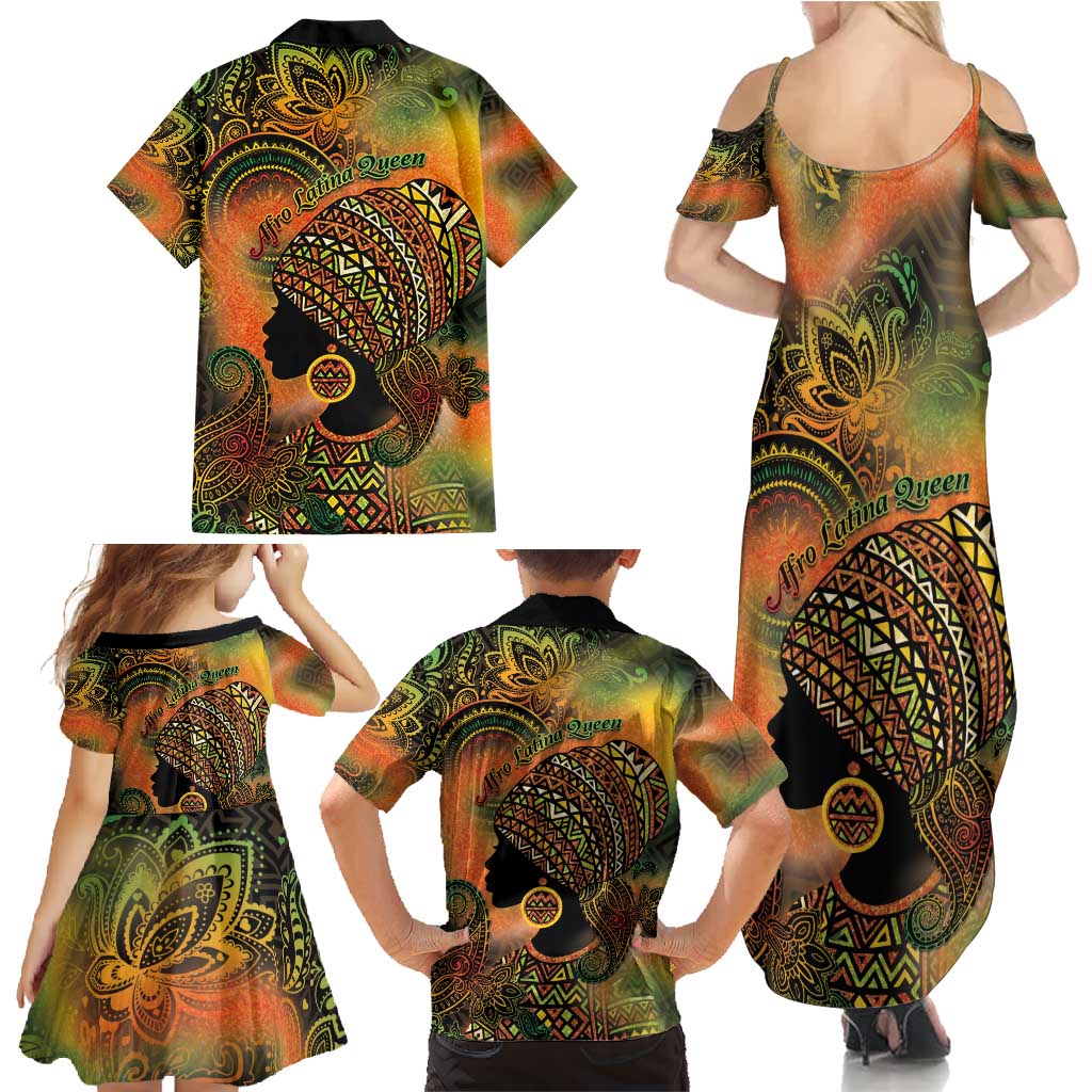 Black Women Family Matching Summer Maxi Dress and Hawaiian Shirt Afro Latina Queen - Wonder Print Shop