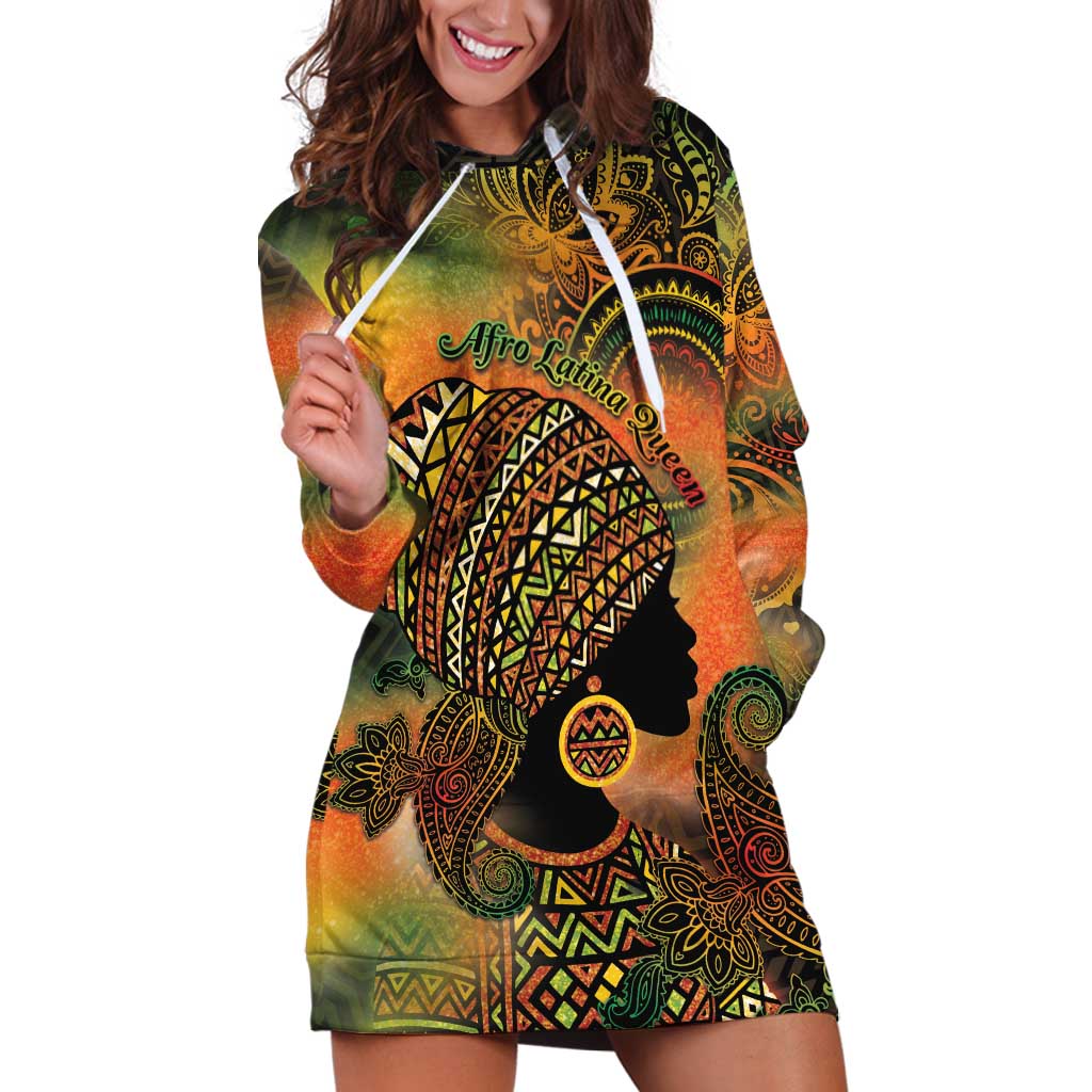 Black Women Hoodie Dress Afro Latina Queen - Wonder Print Shop