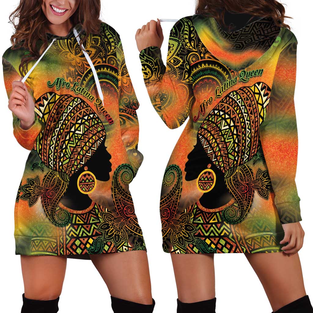 Black Women Hoodie Dress Afro Latina Queen - Wonder Print Shop