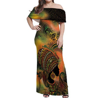 Black Women Off Shoulder Maxi Dress Afro Latina Queen - Wonder Print Shop