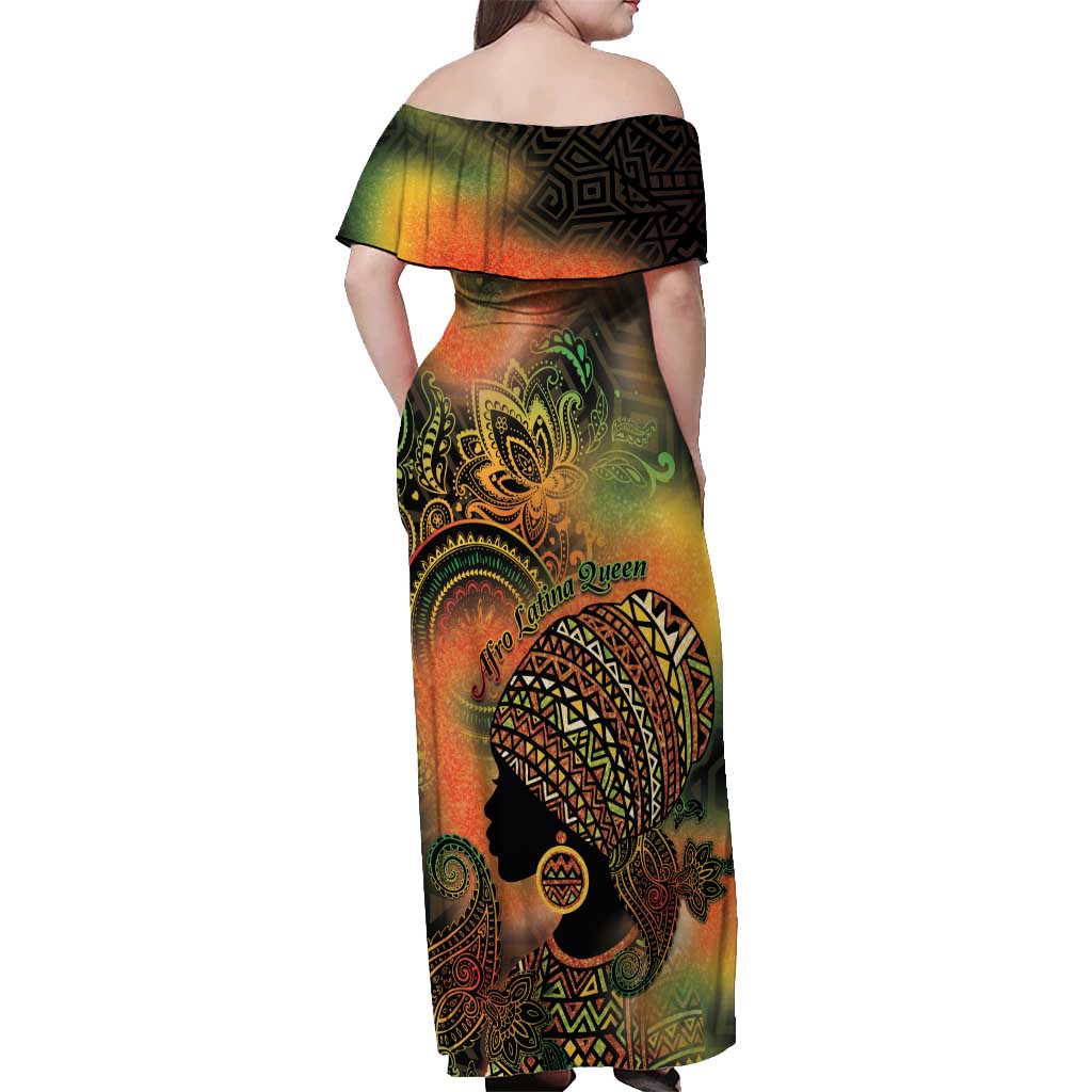 Black Women Off Shoulder Maxi Dress Afro Latina Queen - Wonder Print Shop