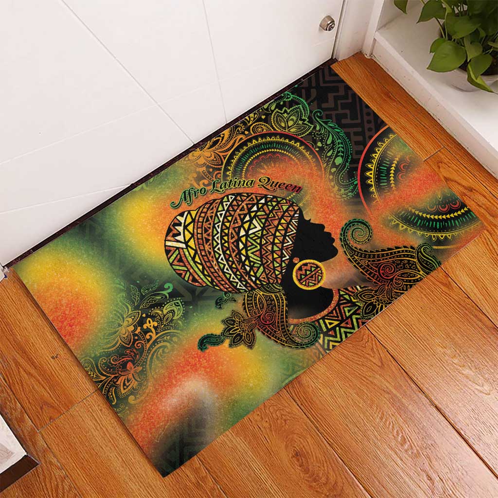 Black Women Rubber Doormat Afro Latina Queen - Wonder Print Shop