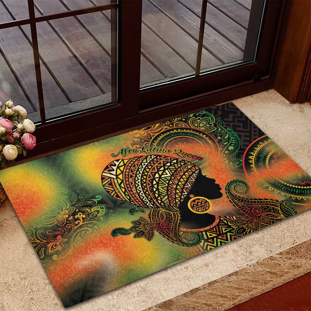 Black Women Rubber Doormat Afro Latina Queen - Wonder Print Shop