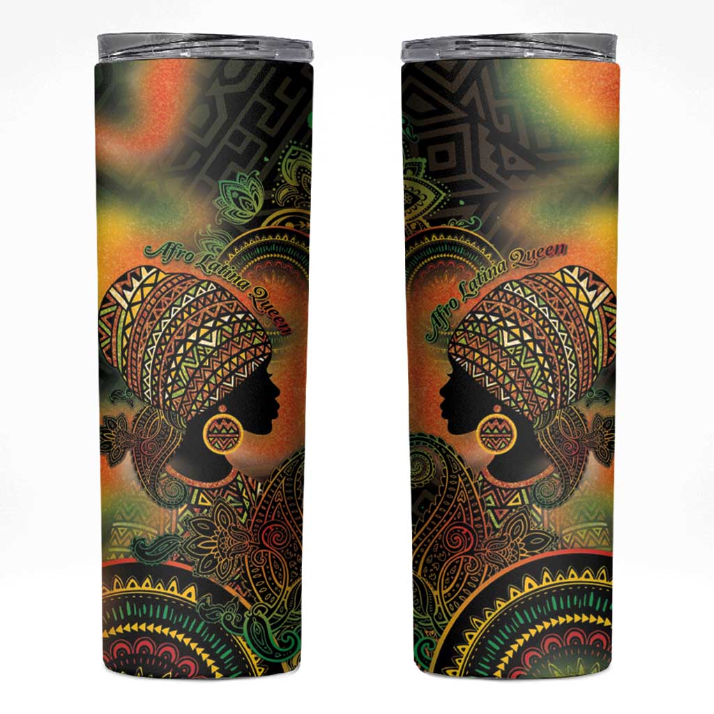 Black Women Skinny Tumbler Afro Latina Queen - Wonder Print Shop