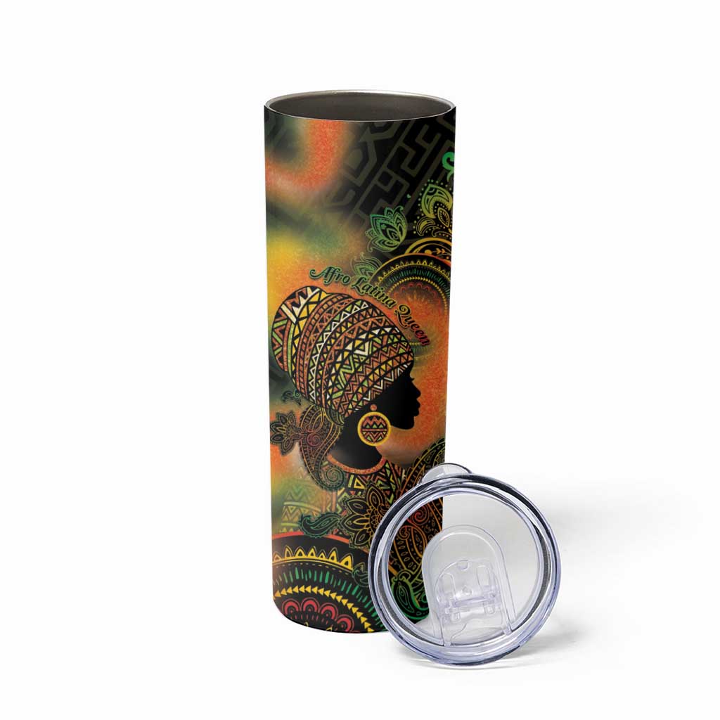 Black Women Skinny Tumbler Afro Latina Queen - Wonder Print Shop