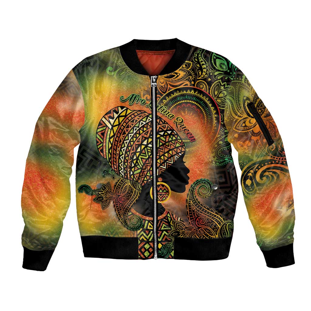Black Women Sleeve Zip Bomber Jacket Afro Latina Queen - Wonder Print Shop