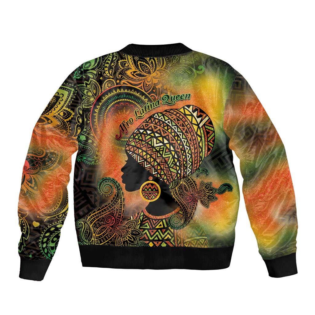 Black Women Sleeve Zip Bomber Jacket Afro Latina Queen - Wonder Print Shop