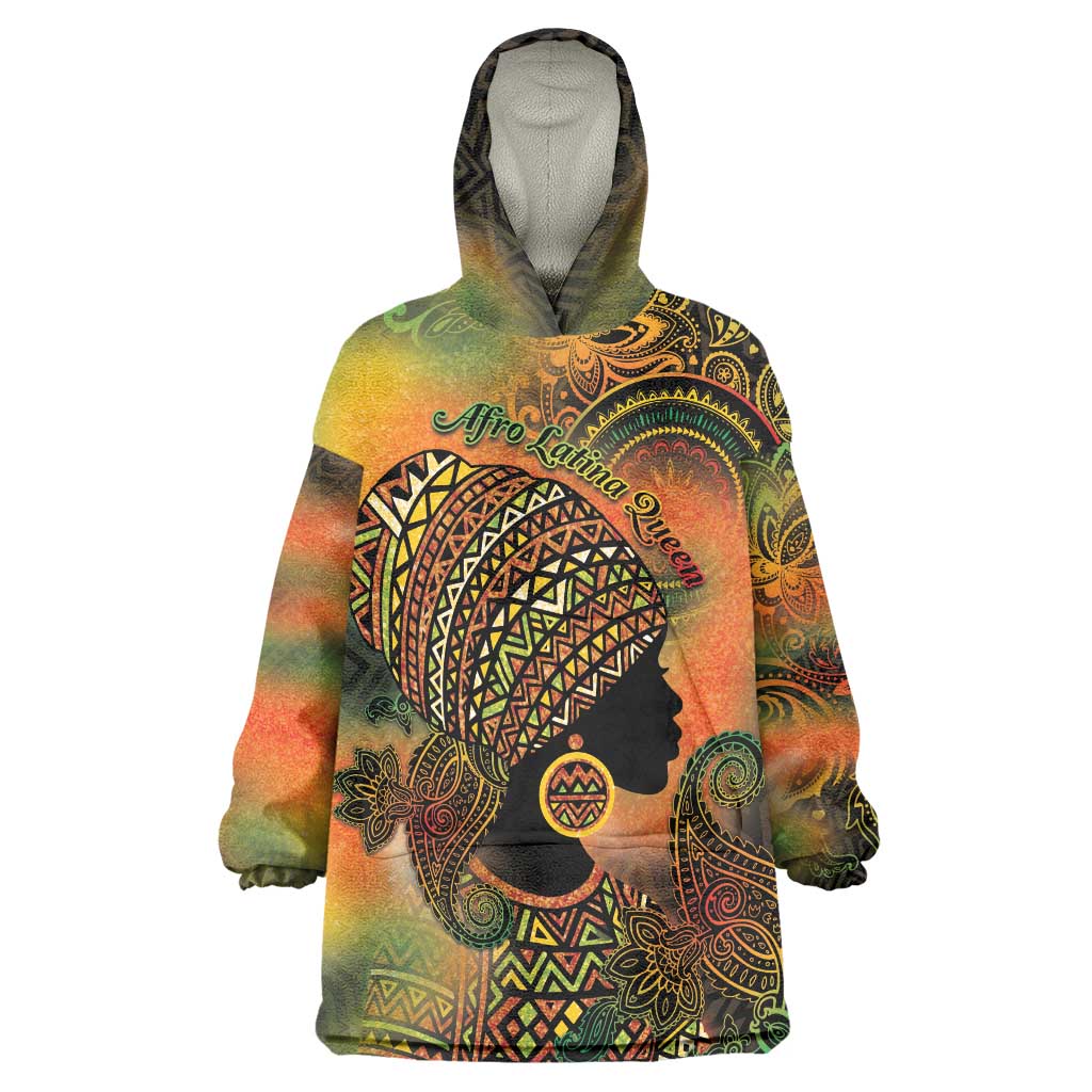 Black Women Wearable Blanket Hoodie Afro Latina Queen - Wonder Print Shop