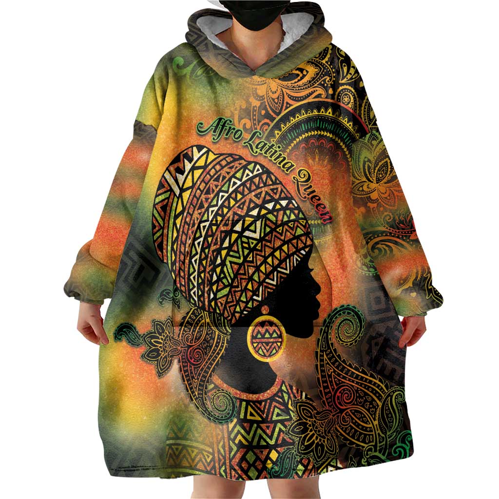 Black Women Wearable Blanket Hoodie Afro Latina Queen - Wonder Print Shop