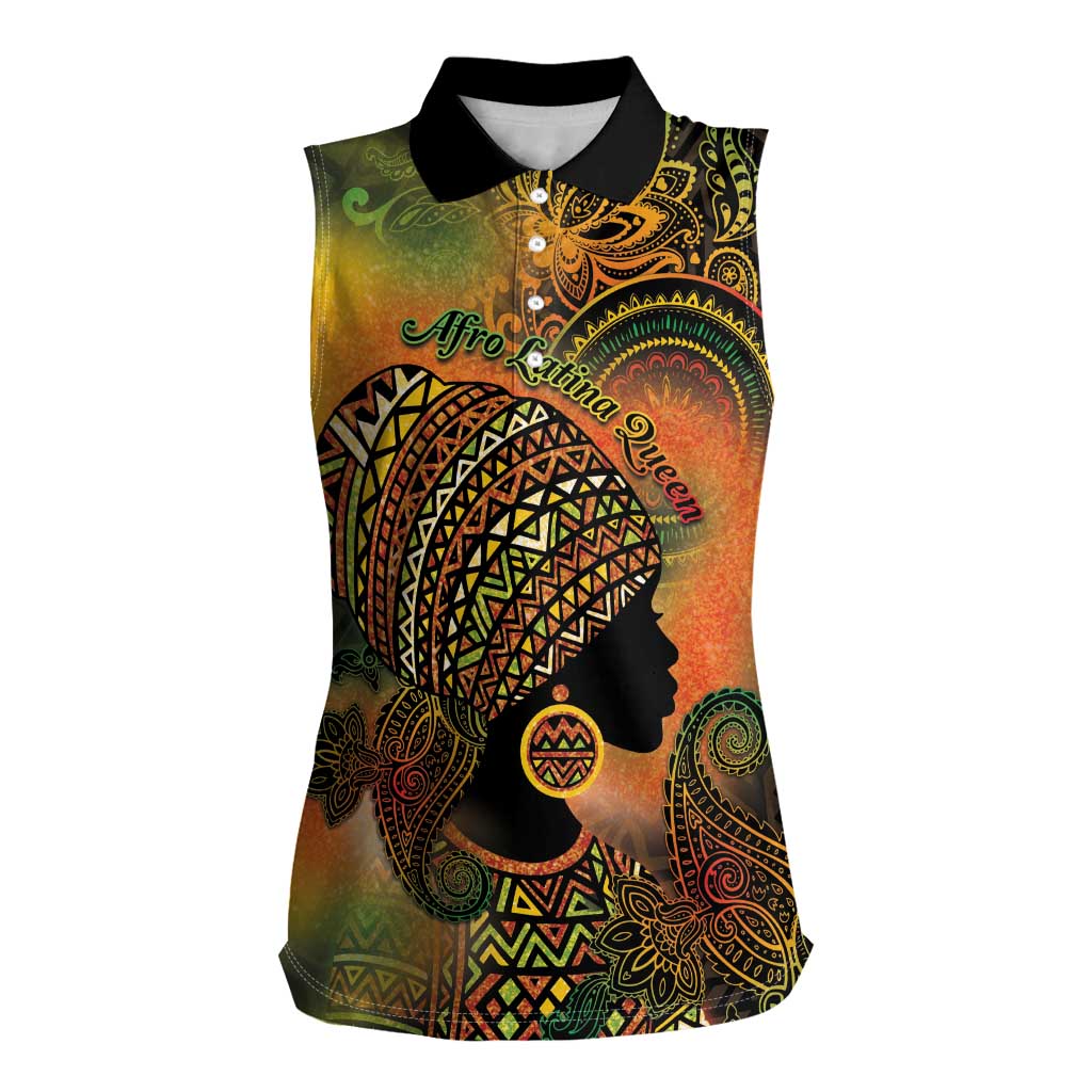 Black Women Women Sleeveless Polo Shirt Afro Latina Queen - Wonder Print Shop