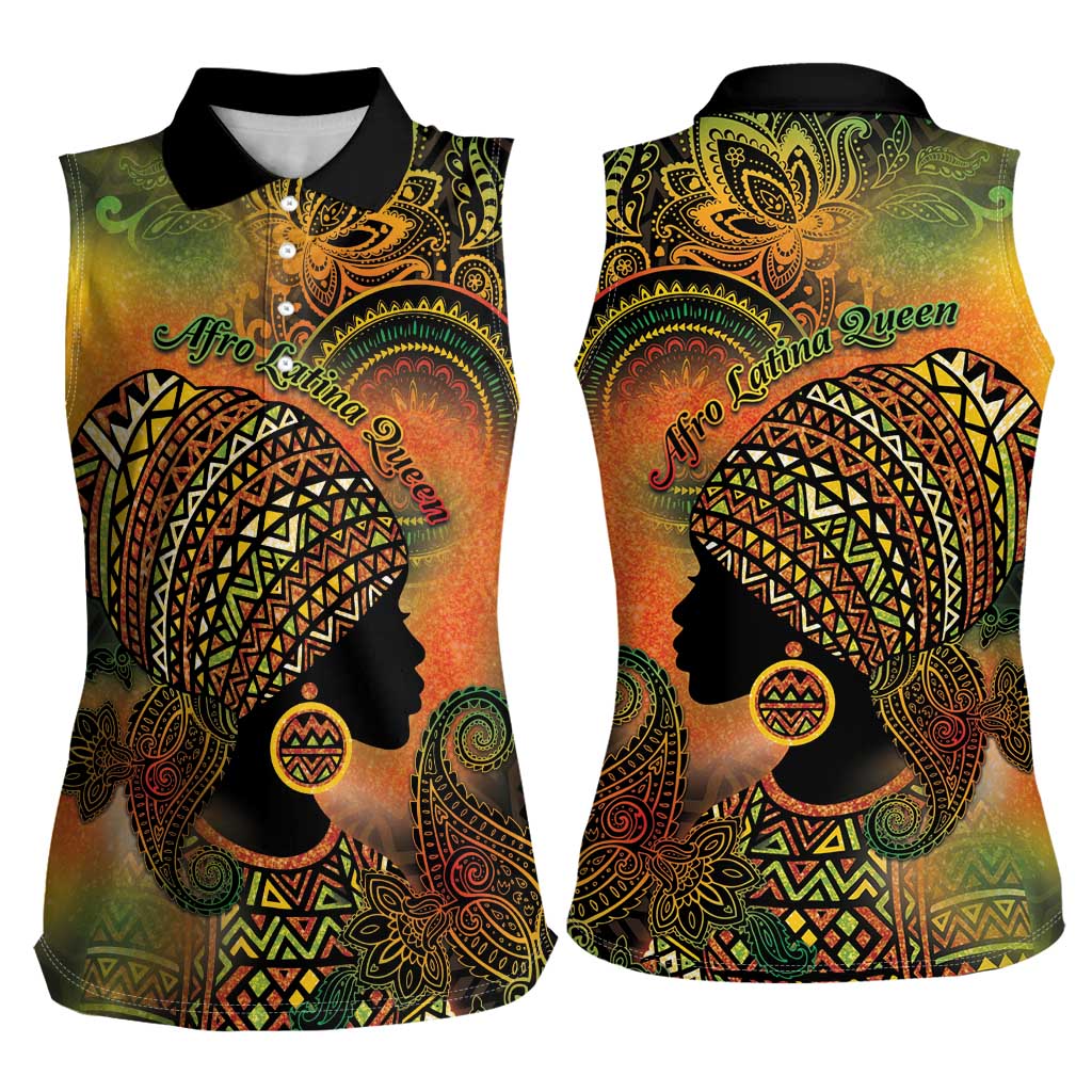 Black Women Women Sleeveless Polo Shirt Afro Latina Queen - Wonder Print Shop