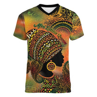 Black Women Women V-Neck T-Shirt Afro Latina Queen - Wonder Print Shop