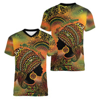 Black Women Women V-Neck T-Shirt Afro Latina Queen - Wonder Print Shop