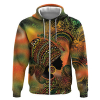 Black Women Zip Hoodie Afro Latina Queen - Wonder Print Shop