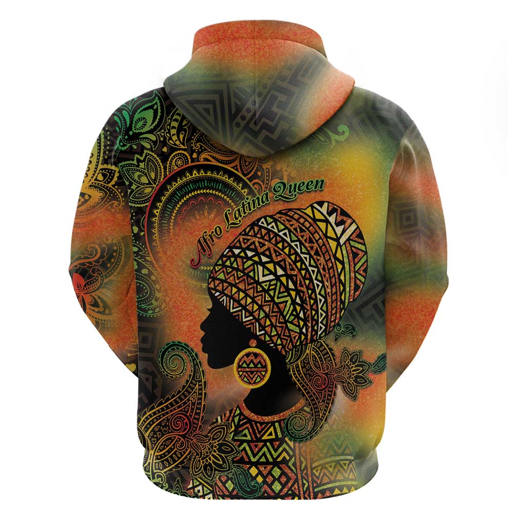 Black Women Zip Hoodie Afro Latina Queen - Wonder Print Shop