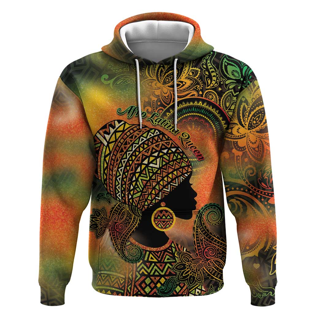 Black Women Zip Hoodie Afro Latina Queen - Wonder Print Shop