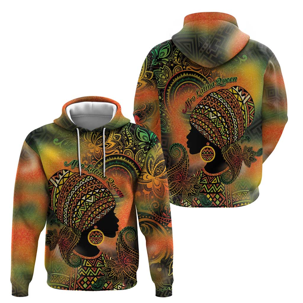 Black Women Zip Hoodie Afro Latina Queen - Wonder Print Shop