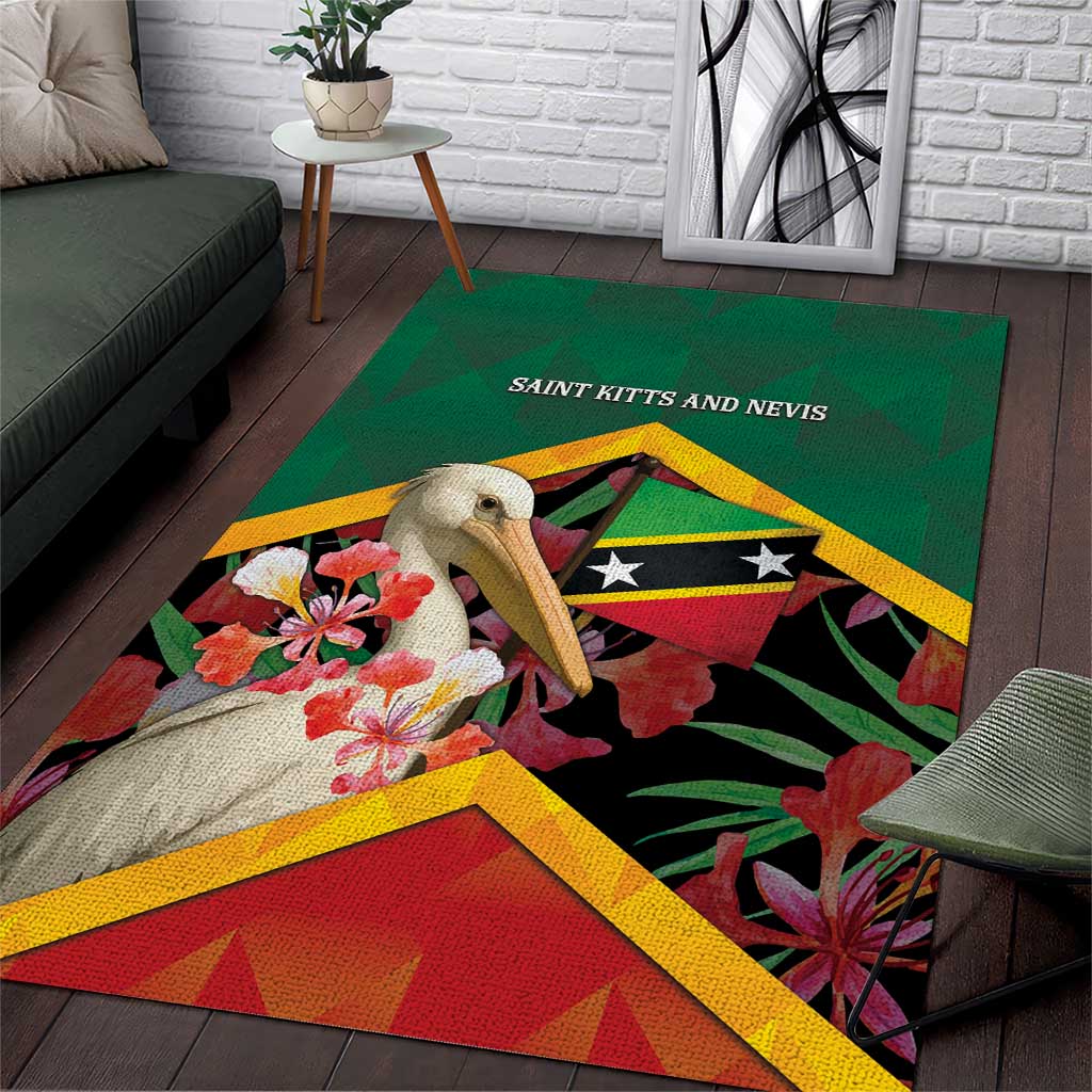 Saint Kitts and Nevis Area Rug Pelican With Poinciana Flowers - Wonder Print Shop