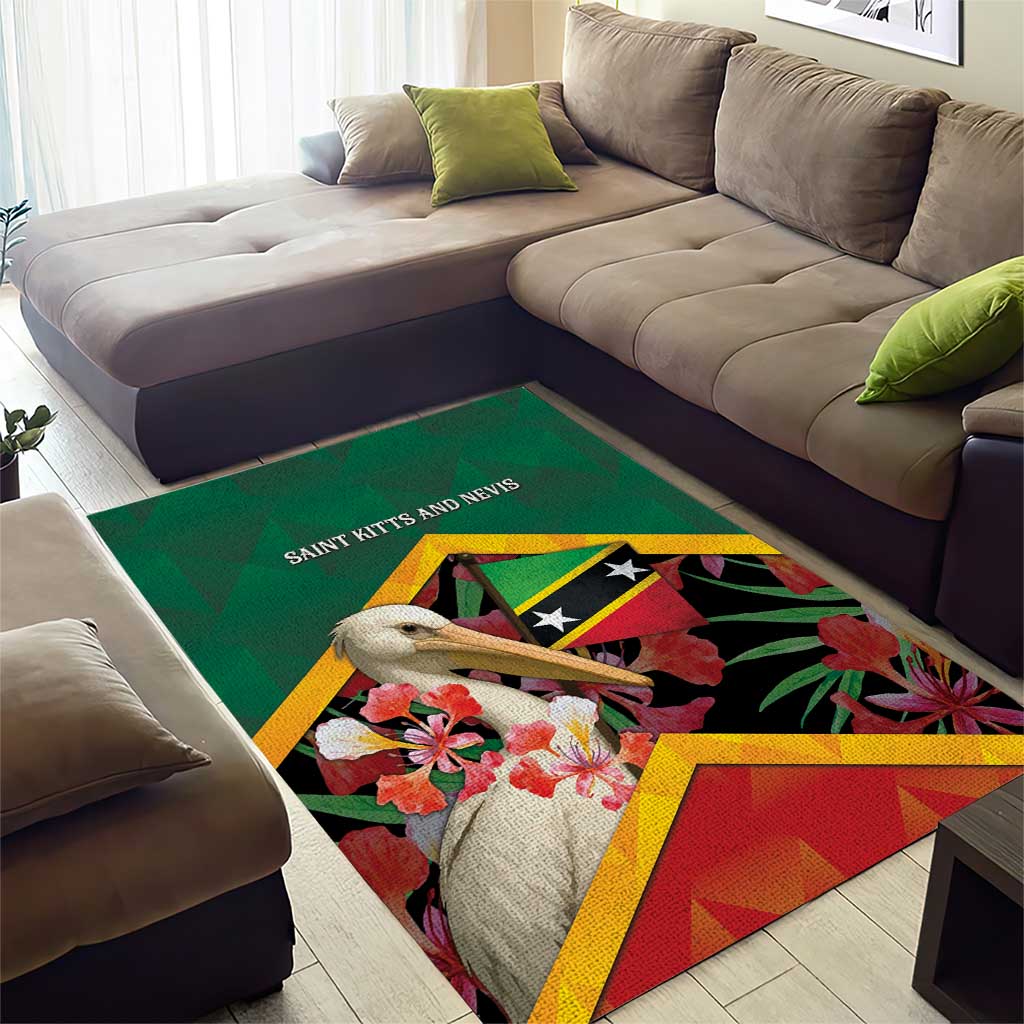 Saint Kitts and Nevis Area Rug Pelican With Poinciana Flowers - Wonder Print Shop