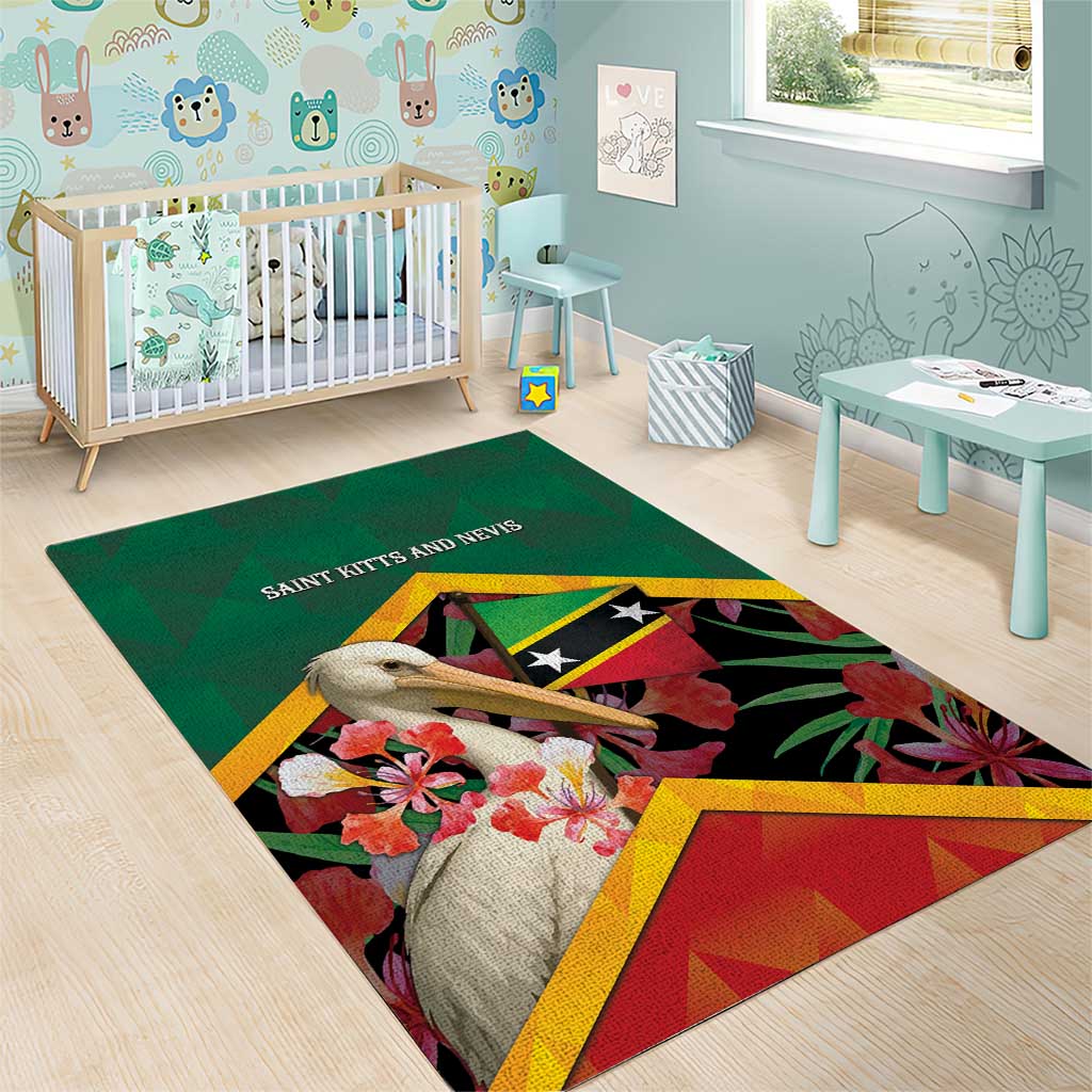 Saint Kitts and Nevis Area Rug Pelican With Poinciana Flowers - Wonder Print Shop