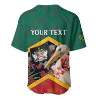 Personalized Saint Kitts and Nevis Baseball Jersey Pelican With Poinciana Flowers - Wonder Print Shop
