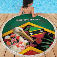 Saint Kitts and Nevis Beach Blanket Pelican With Poinciana Flowers - Wonder Print Shop