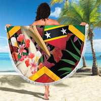 Saint Kitts and Nevis Beach Blanket Pelican With Poinciana Flowers - Wonder Print Shop
