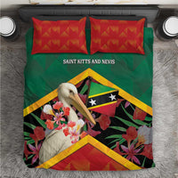 Saint Kitts and Nevis Bedding Set Pelican With Poinciana Flowers - Wonder Print Shop