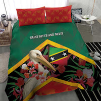 Saint Kitts and Nevis Bedding Set Pelican With Poinciana Flowers - Wonder Print Shop