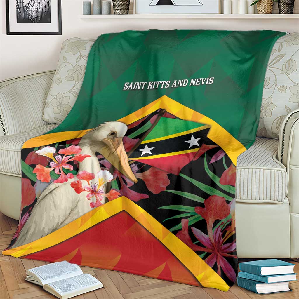 Saint Kitts and Nevis Blanket Pelican With Poinciana Flowers - Wonder Print Shop