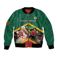 Personalized Saint Kitts and Nevis Bomber Jacket Pelican With Poinciana Flowers - Wonder Print Shop