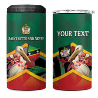 Personalized Saint Kitts and Nevis 4 in 1 Can Cooler Tumbler Pelican With Poinciana Flowers - Wonder Print Shop
