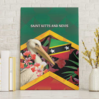 Saint Kitts and Nevis Canvas Wall Art Pelican With Poinciana Flowers - Wonder Print Shop