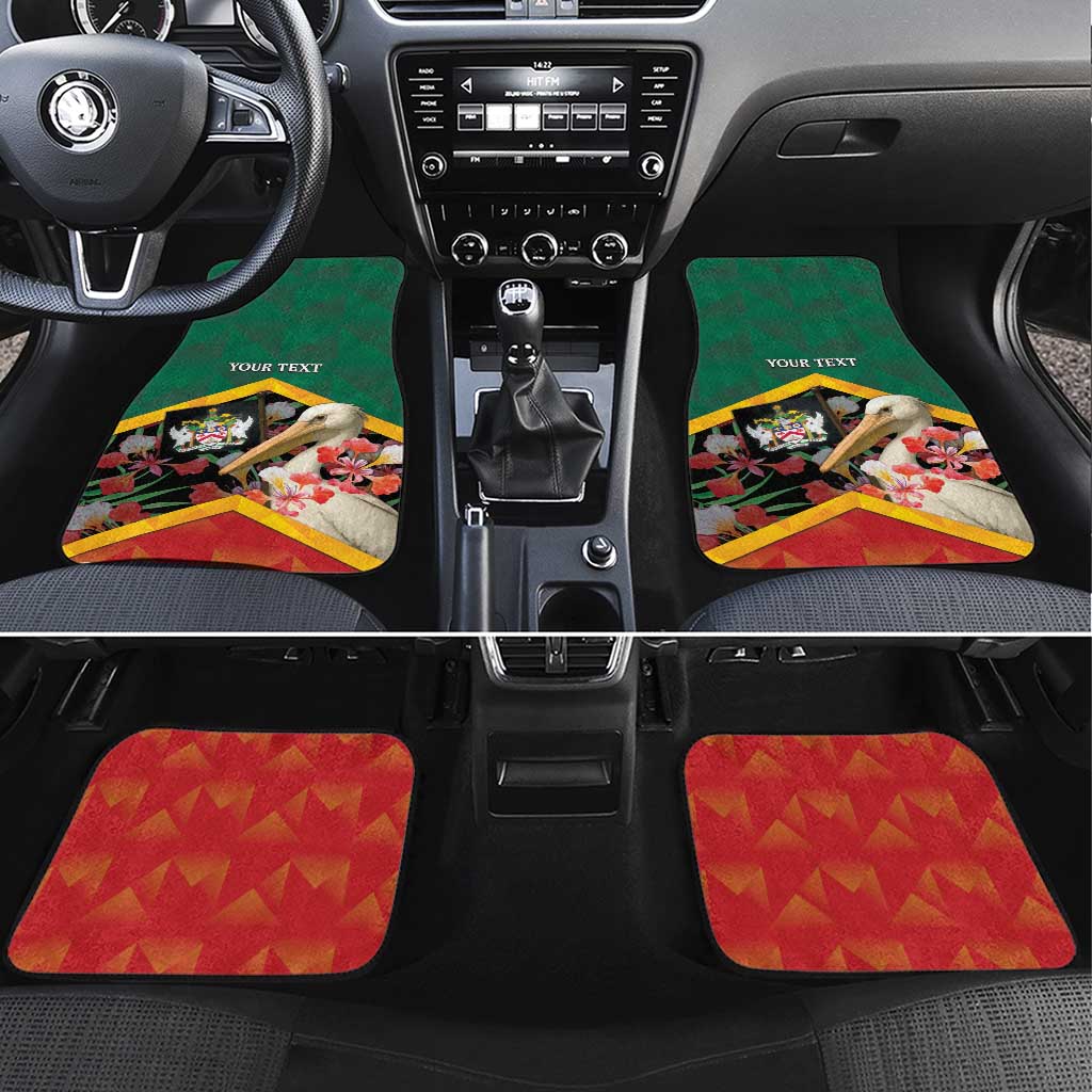 Saint Kitts and Nevis Car Mats Pelican With Poinciana Flowers - Wonder Print Shop