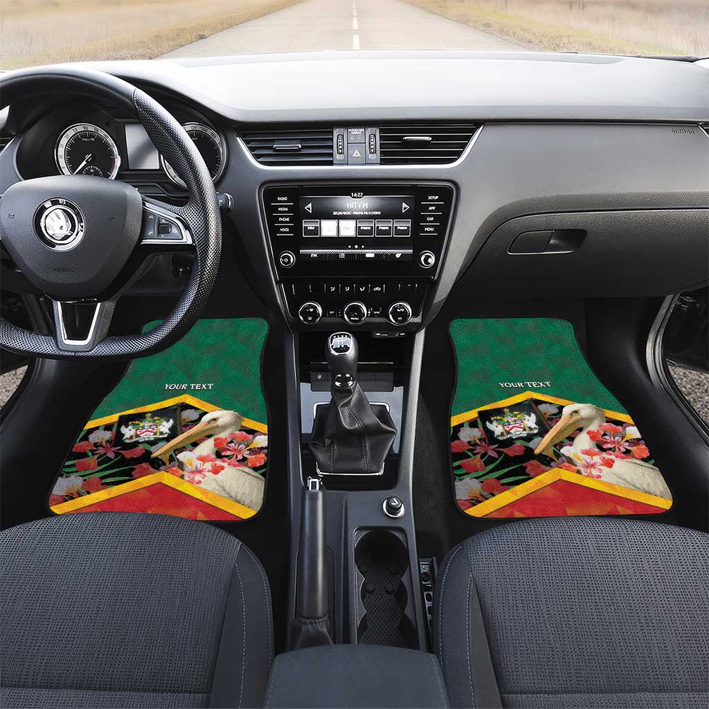 Saint Kitts and Nevis Car Mats Pelican With Poinciana Flowers - Wonder Print Shop