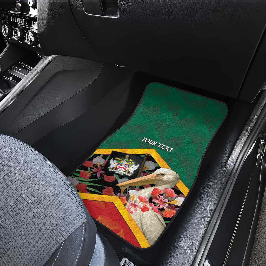 Saint Kitts and Nevis Car Mats Pelican With Poinciana Flowers - Wonder Print Shop