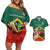 Personalized Saint Kitts and Nevis Couples Matching Off Shoulder Short Dress and Hawaiian Shirt Pelican With Poinciana Flowers - Wonder Print Shop