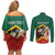 Personalized Saint Kitts and Nevis Couples Matching Off Shoulder Short Dress and Long Sleeve Button Shirt Pelican With Poinciana Flowers - Wonder Print Shop