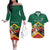 Personalized Saint Kitts and Nevis Couples Matching Off The Shoulder Long Sleeve Dress and Hawaiian Shirt Pelican With Poinciana Flowers - Wonder Print Shop