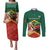 Personalized Saint Kitts and Nevis Couples Matching Puletasi and Long Sleeve Button Shirt Pelican With Poinciana Flowers - Wonder Print Shop