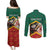 Personalized Saint Kitts and Nevis Couples Matching Puletasi and Long Sleeve Button Shirt Pelican With Poinciana Flowers - Wonder Print Shop