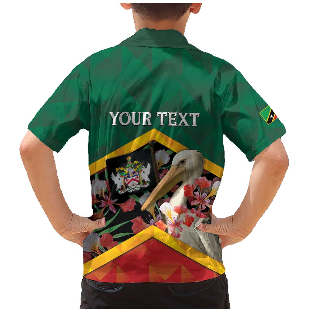 Personalized Saint Kitts and Nevis Family Matching Mermaid Dress and Hawaiian Shirt Pelican With Poinciana Flowers - Wonder Print Shop