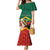 Personalized Saint Kitts and Nevis Family Matching Mermaid Dress and Hawaiian Shirt Pelican With Poinciana Flowers - Wonder Print Shop