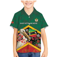 Personalized Saint Kitts and Nevis Family Matching Mermaid Dress and Hawaiian Shirt Pelican With Poinciana Flowers - Wonder Print Shop