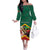 Personalized Saint Kitts and Nevis Family Matching Off The Shoulder Long Sleeve Dress and Hawaiian Shirt Pelican With Poinciana Flowers - Wonder Print Shop