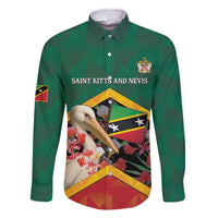 Personalized Saint Kitts and Nevis Family Matching Off Shoulder Short Dress and Hawaiian Shirt Pelican With Poinciana Flowers - Wonder Print Shop