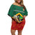 Personalized Saint Kitts and Nevis Family Matching Off Shoulder Short Dress and Hawaiian Shirt Pelican With Poinciana Flowers - Wonder Print Shop