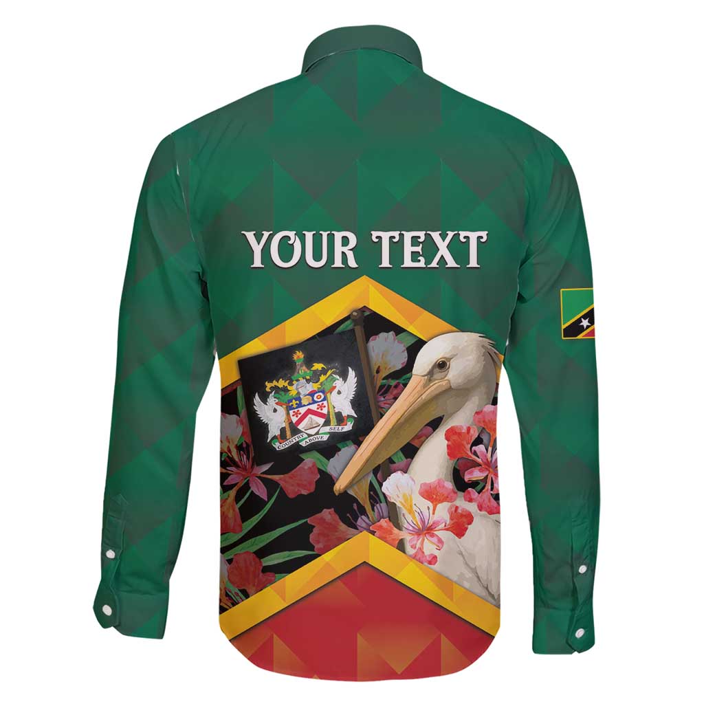 Personalized Saint Kitts and Nevis Family Matching Short Sleeve Bodycon Dress and Hawaiian Shirt Pelican With Poinciana Flowers - Wonder Print Shop