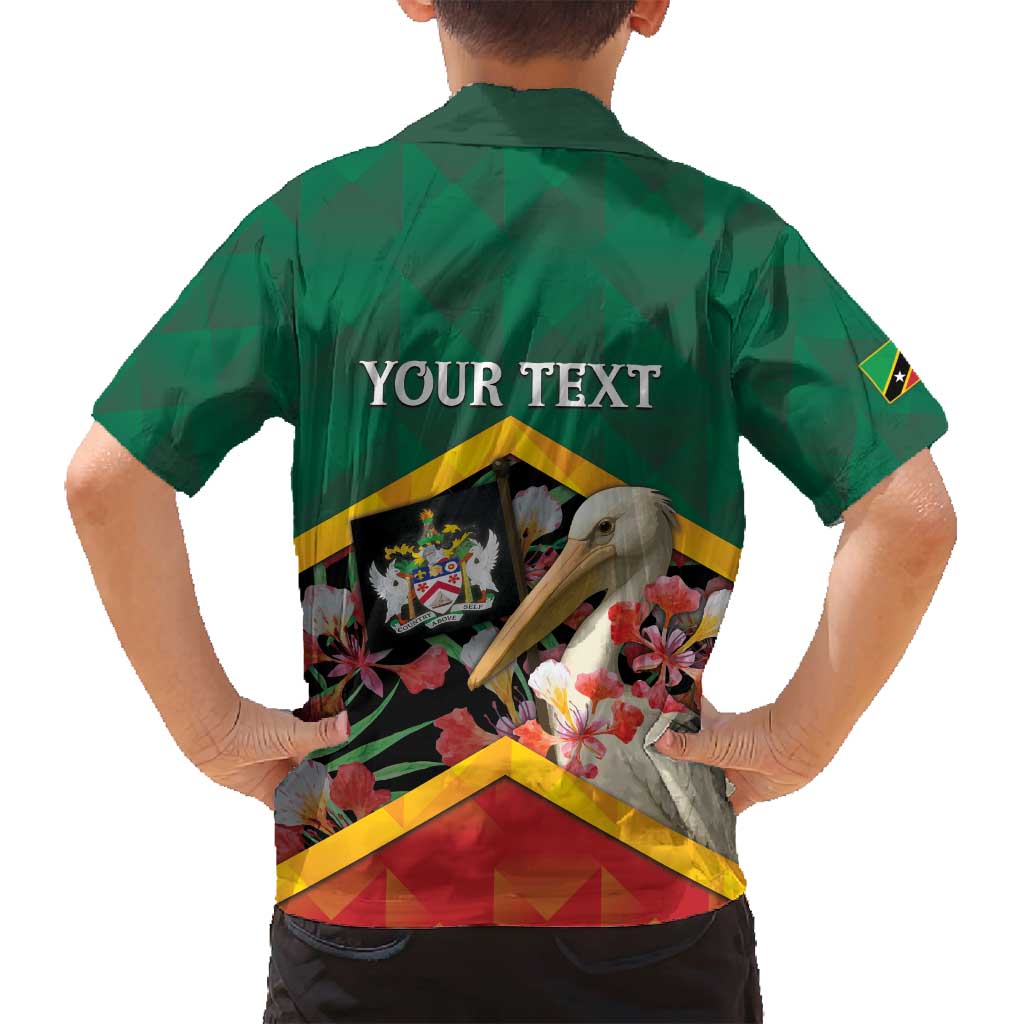 Personalized Saint Kitts and Nevis Family Matching Summer Maxi Dress and Hawaiian Shirt Pelican With Poinciana Flowers - Wonder Print Shop