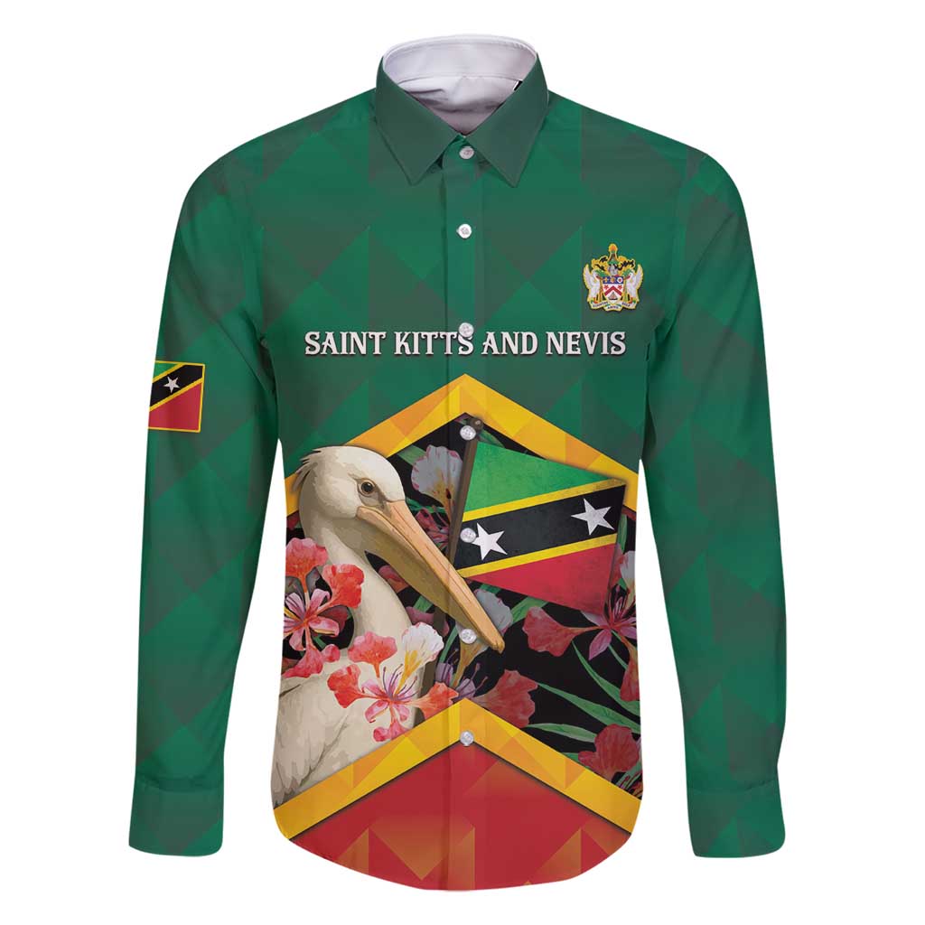 Personalized Saint Kitts and Nevis Family Matching Summer Maxi Dress and Hawaiian Shirt Pelican With Poinciana Flowers - Wonder Print Shop